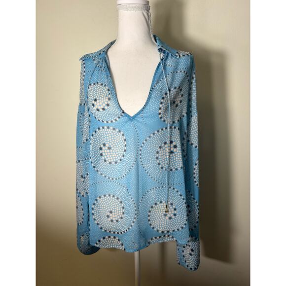 Staud Blue Polka Dot Flowy Blouse Sz M - Picture 1 of 4